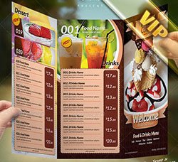 菜谱菜单三折页模板：Tri-Fold Restaurant Menu Template